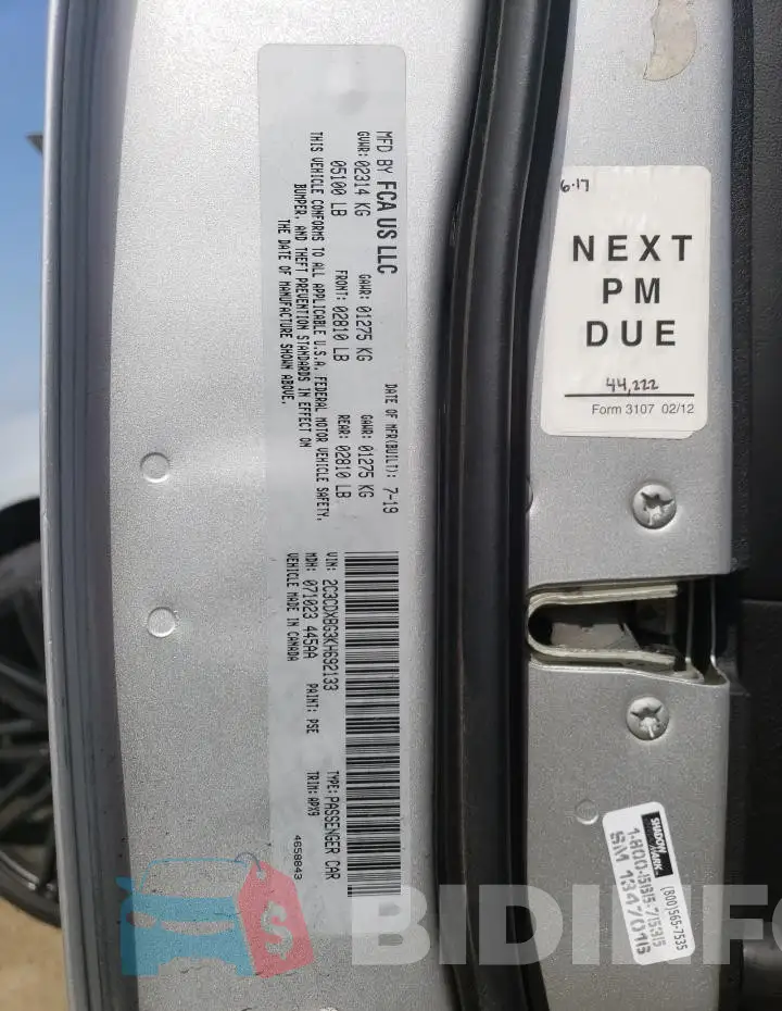 2C3CDXBG3KH692133 Photo# 13
