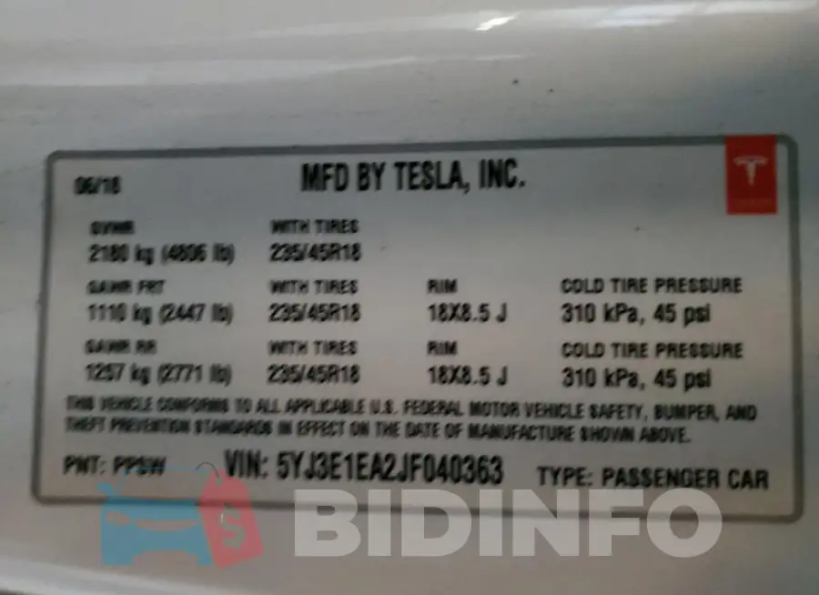 5YJ3E1EA2JF040363 Photo# 12