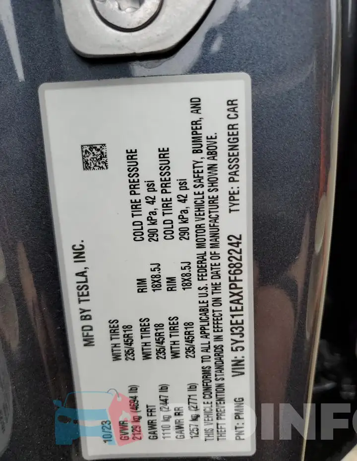 5YJ3E1EAXPF682242 Photo# 12