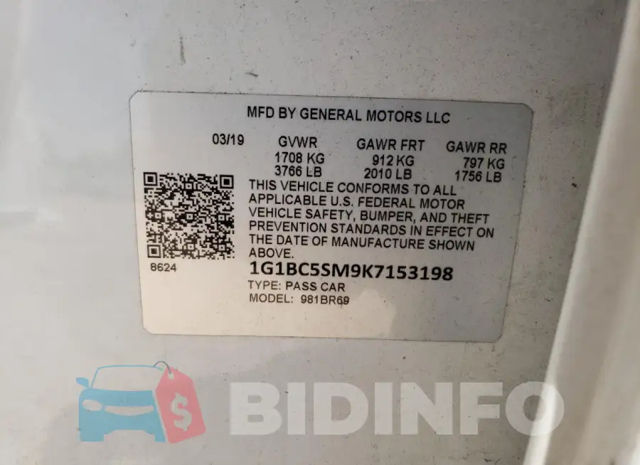 1G1BC5SM9K7153198 Photo# 12