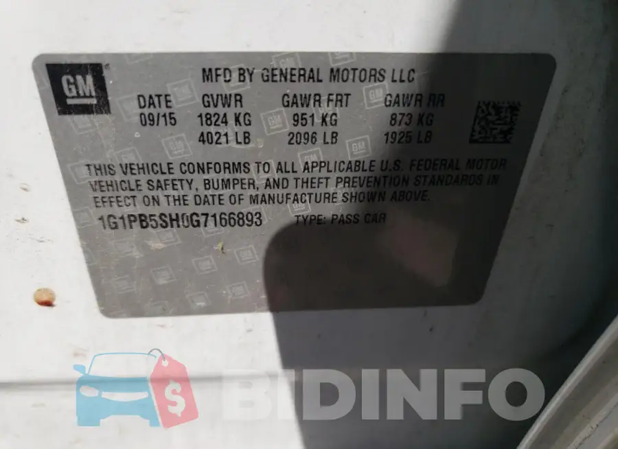 1G1PB5SH0G7166893 Photo# 12