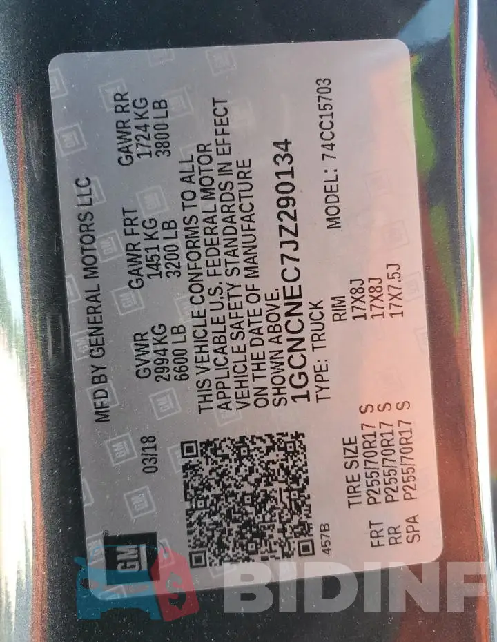 1GCNCNEC7JZ290134 Photo# 12