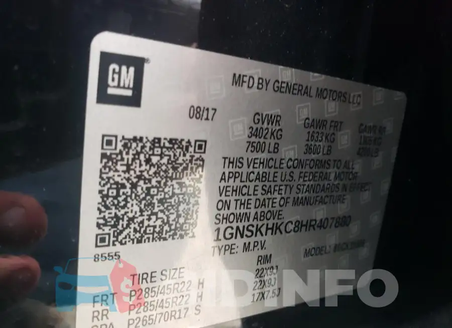 1GNSKHKC8HR407880 Photo# 13