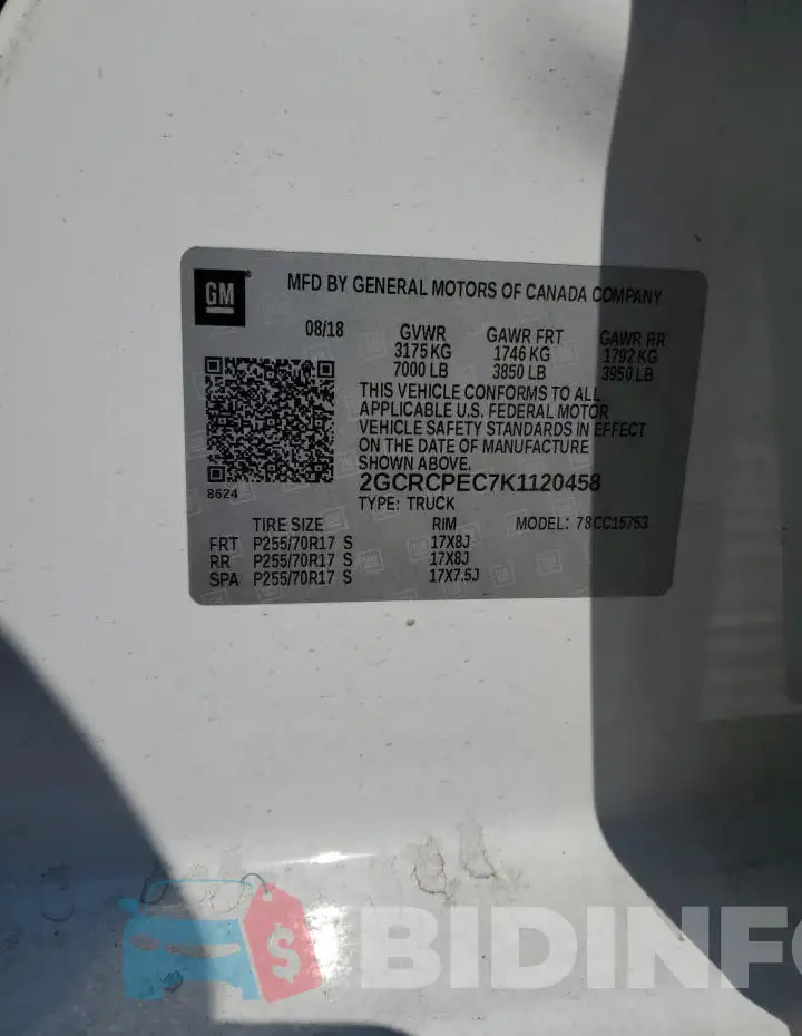 2GCRCPEC7K1120458 Photo# 13