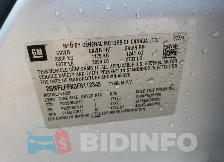 2GNFLFEK3F6112345 Photo# 13