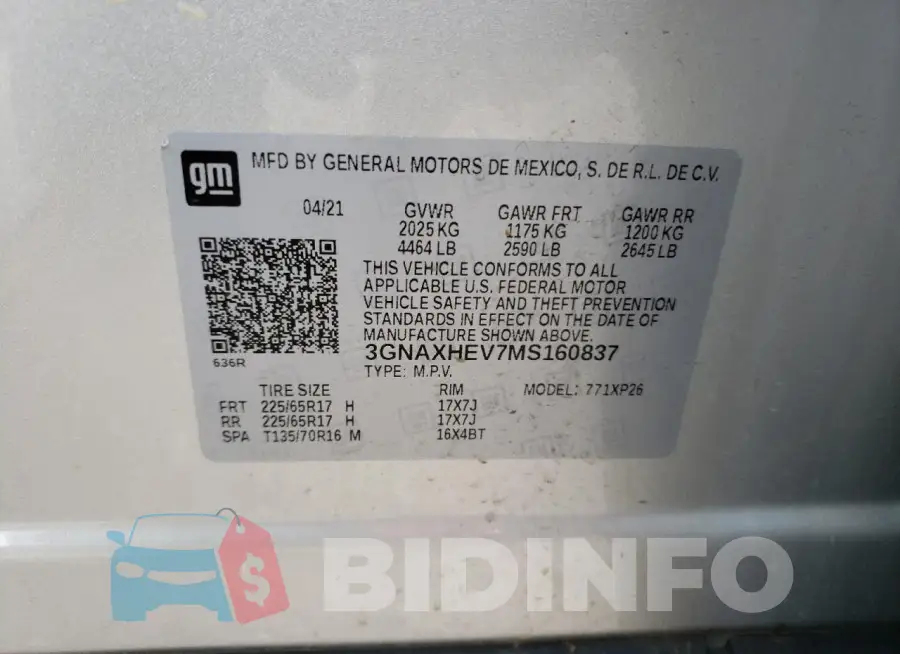 3GNAXHEV7MS160837 Photo# 14