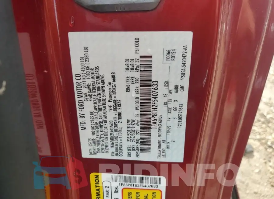 1FA6P8TH2F5407633 Photo# 13