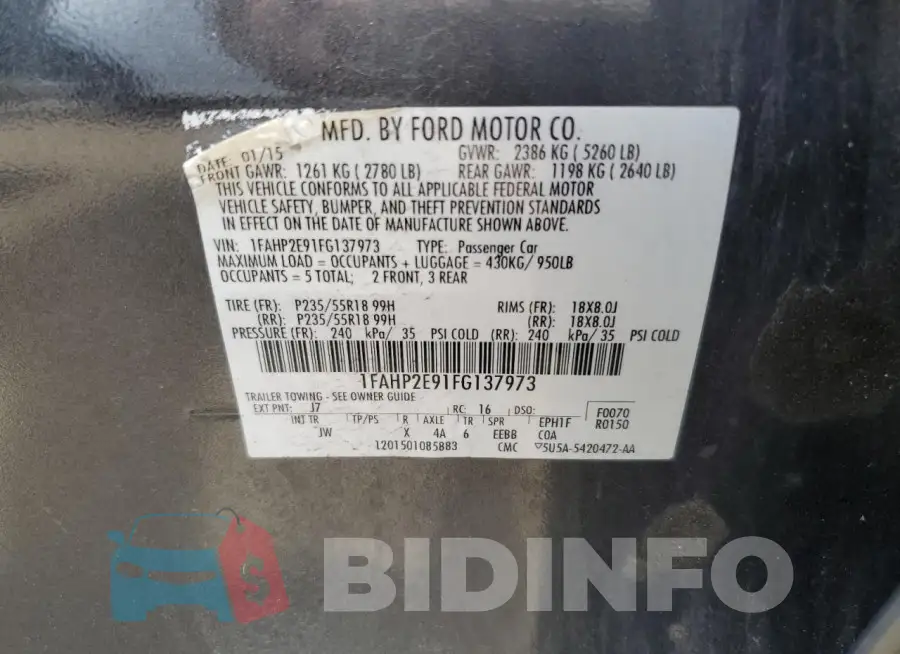 1FAHP2E91FG137973 Photo# 12
