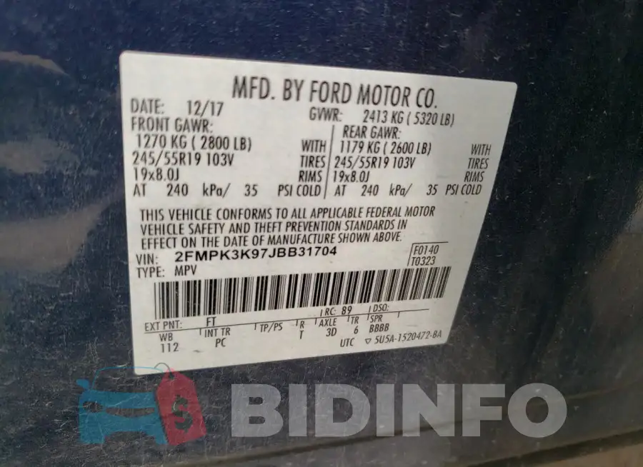 2FMPK3K97JBB31704 Photo# 13