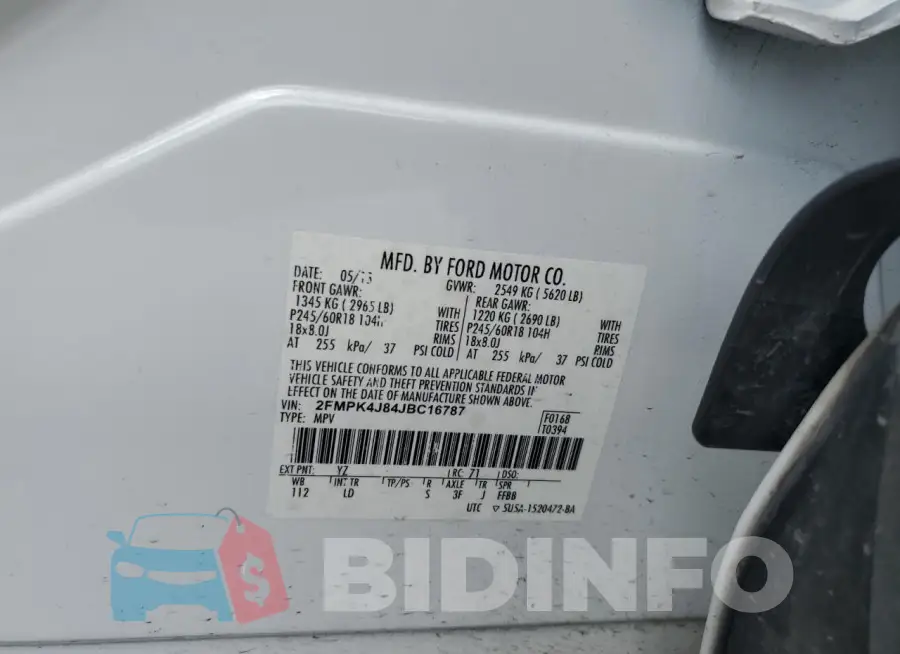 2FMPK4J84JBC16787 Photo# 12