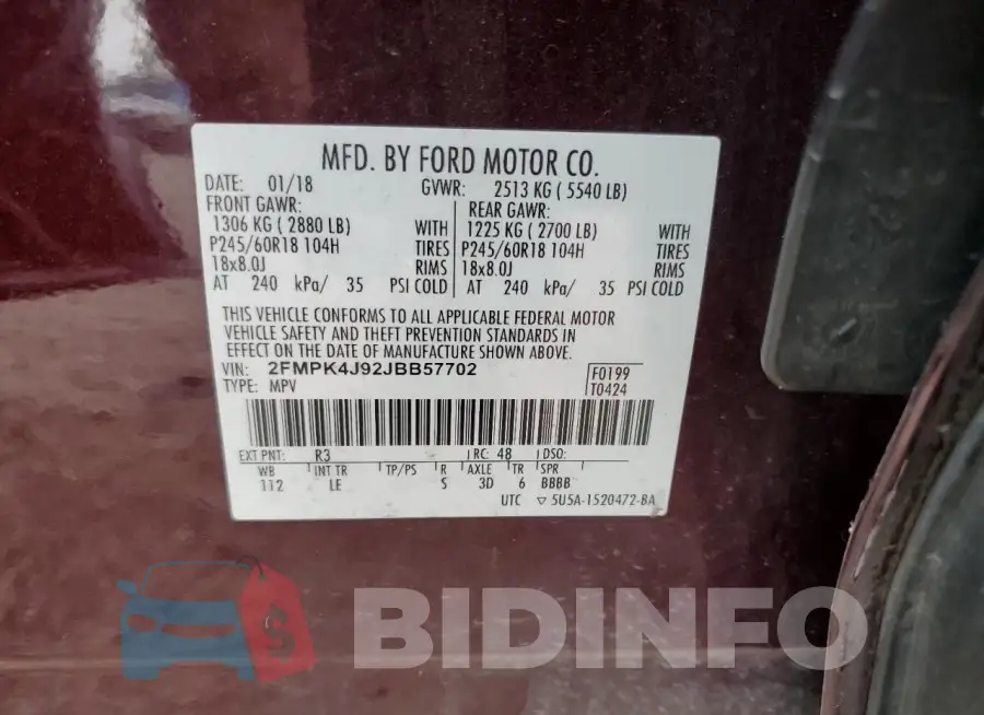 2FMPK4J92JBB57702 Photo# 13