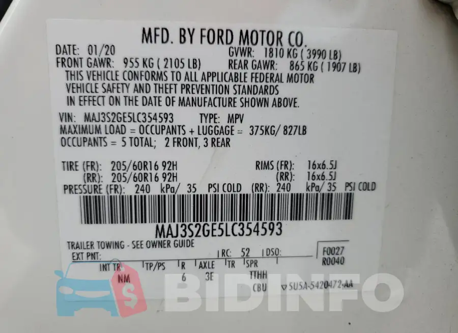 MAJ3S2GE5LC354593 Photo# 12