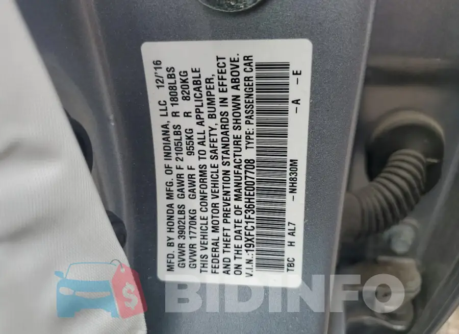 19XFC1F36HE007708 Photo# 12
