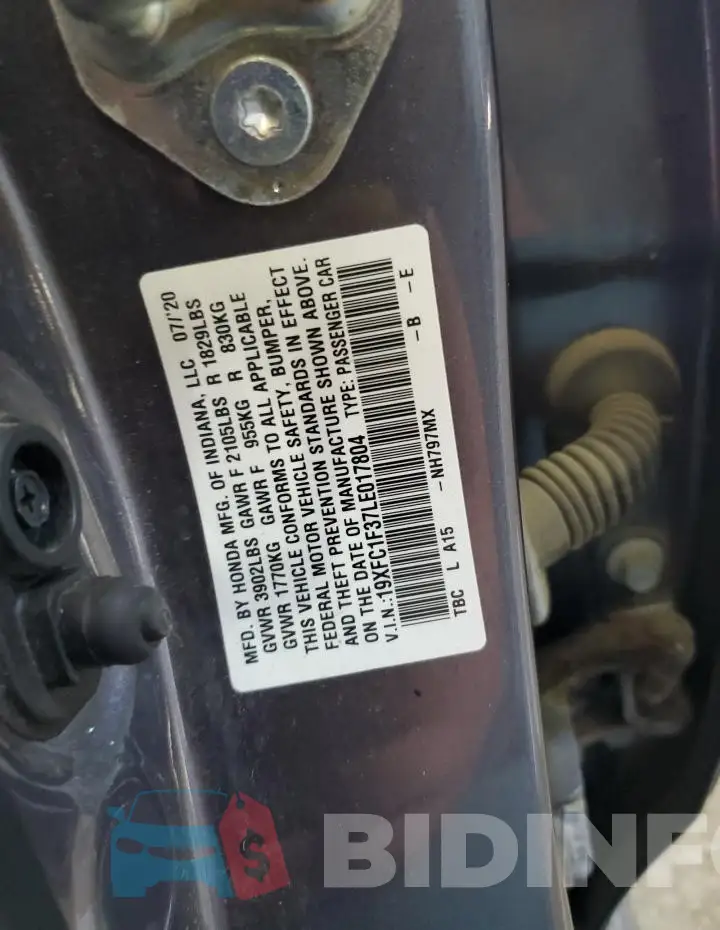 19XFC1F37LE017804 Photo# 12