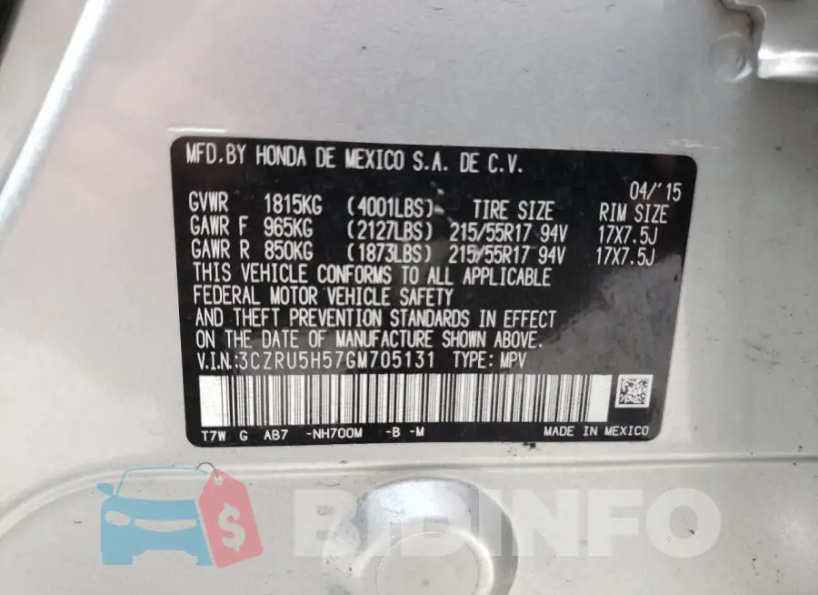 3CZRU5H57GM705131 Photo# 14