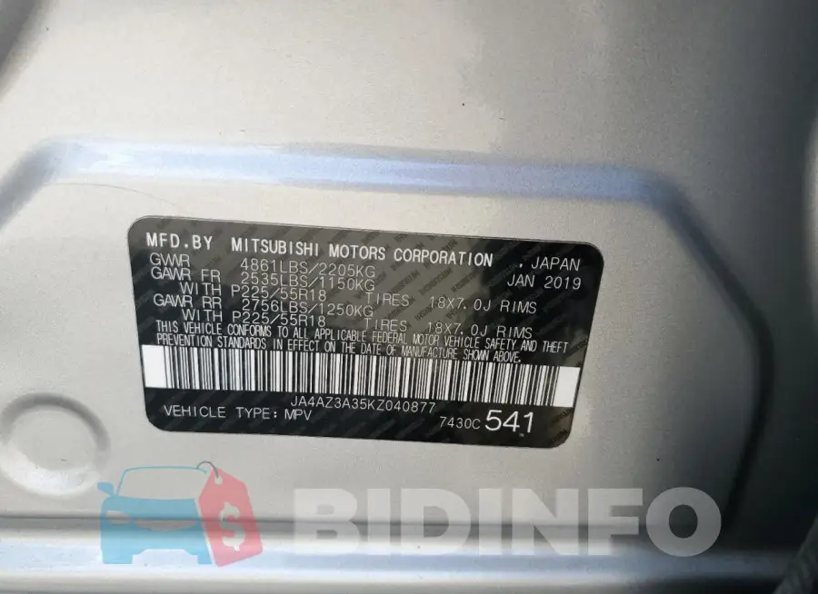 JA4AZ3A35KZ040877 Photo# 12