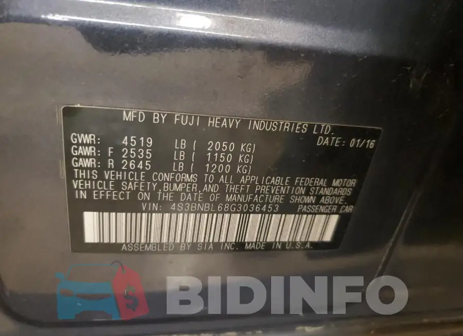 4S3BNBL68G3036453 Photo# 12