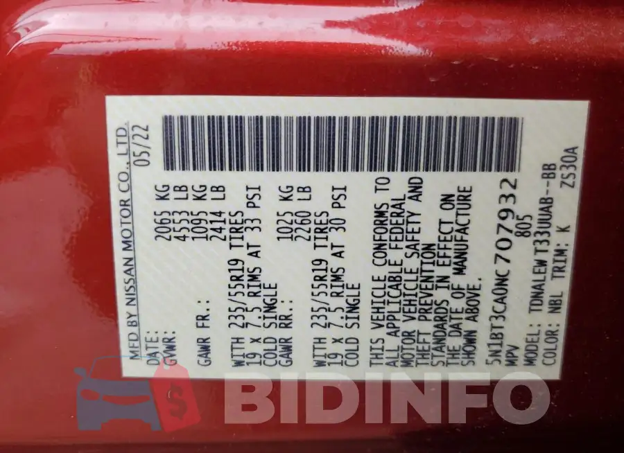 5N1BT3CA0NC707932 Photo# 12