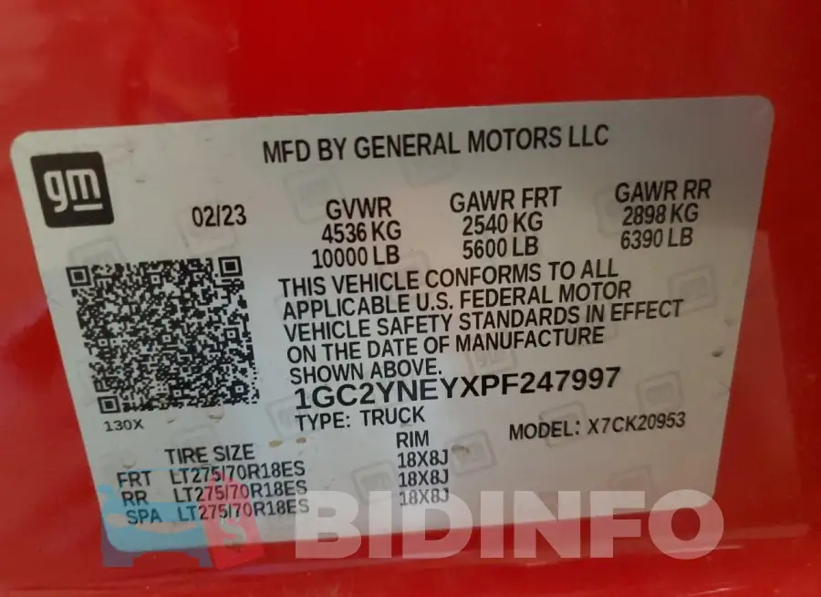 1GC2YNEYXPF247997 Photo# 13