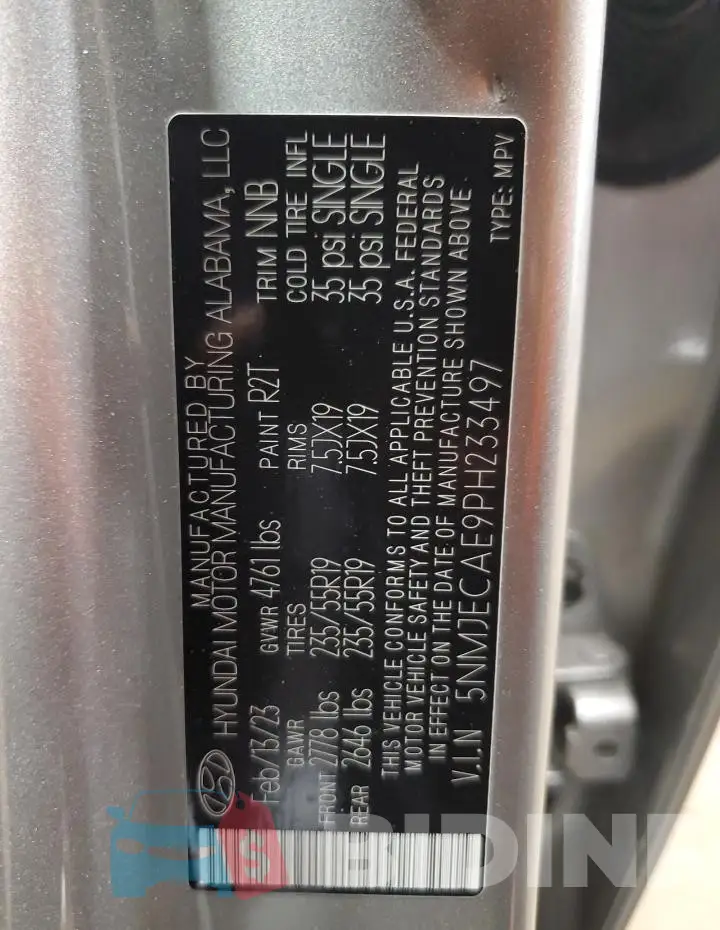 5NMJECAE9PH233497 Photo# 12