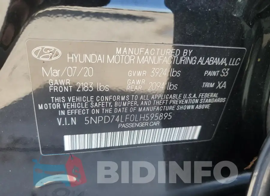 5NPD74LF0LH595895 Photo# 13