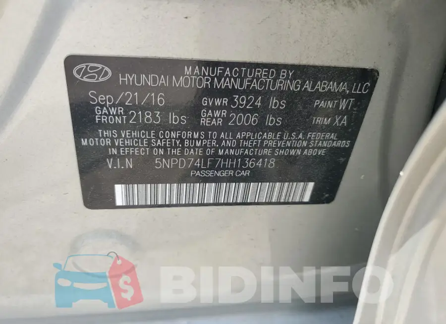 5NPD74LF7HH136418 Photo# 12