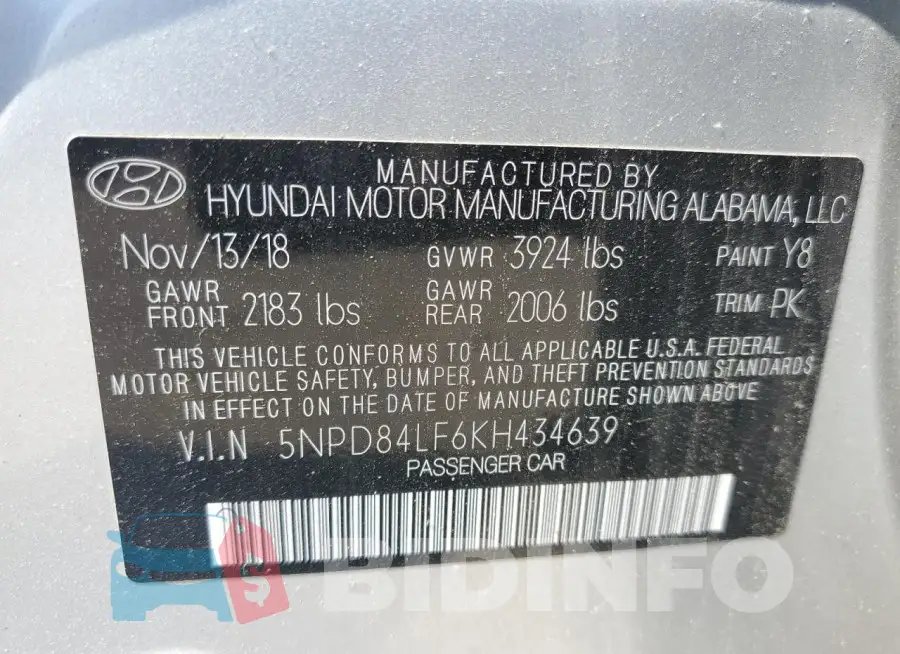 5NPD84LF6KH434639 Photo# 12