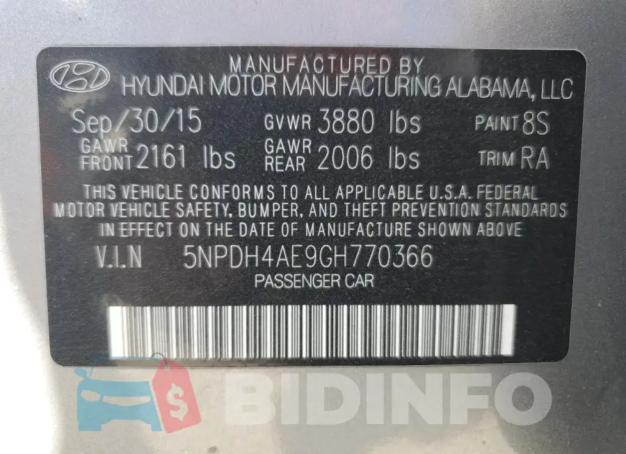 5NPDH4AE9GH770366 Photo# 13