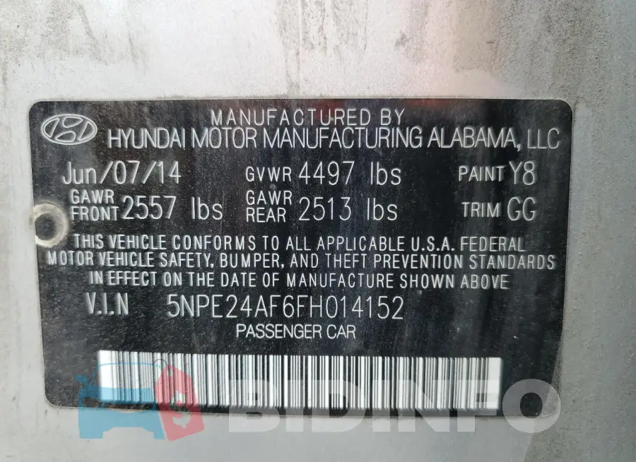 5NPE24AF6FH014152 Photo# 12