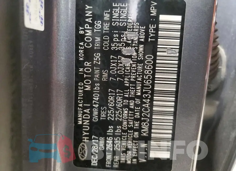 KM8J2CA43JU658600 Photo# 13