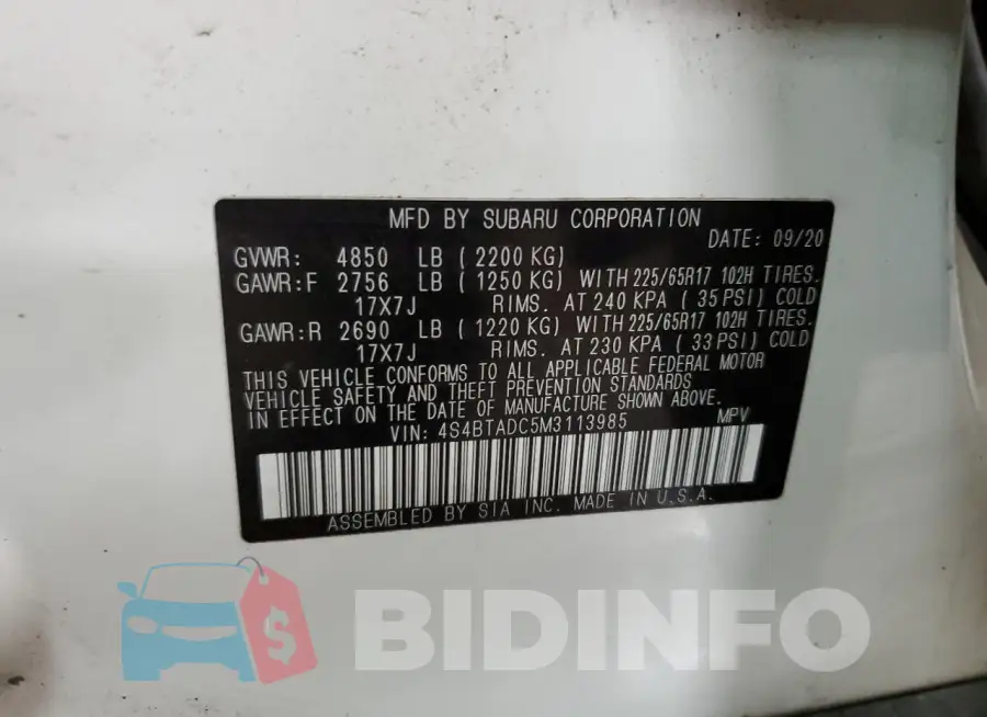 4S4BTADC5M3113985 Photo# 13
