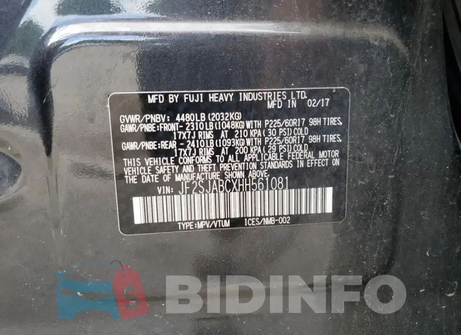 JF2SJABCXHH561081 Photo# 14