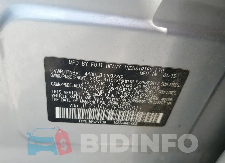 JF2SJADC7FH585011 Photo# 13