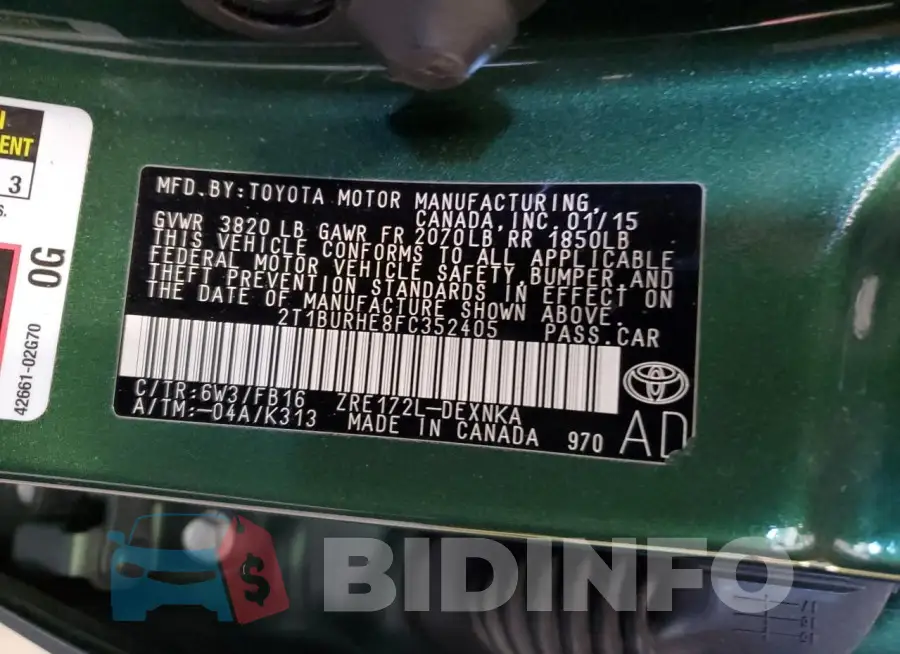 2T1BURHE8FC352405 Photo# 12