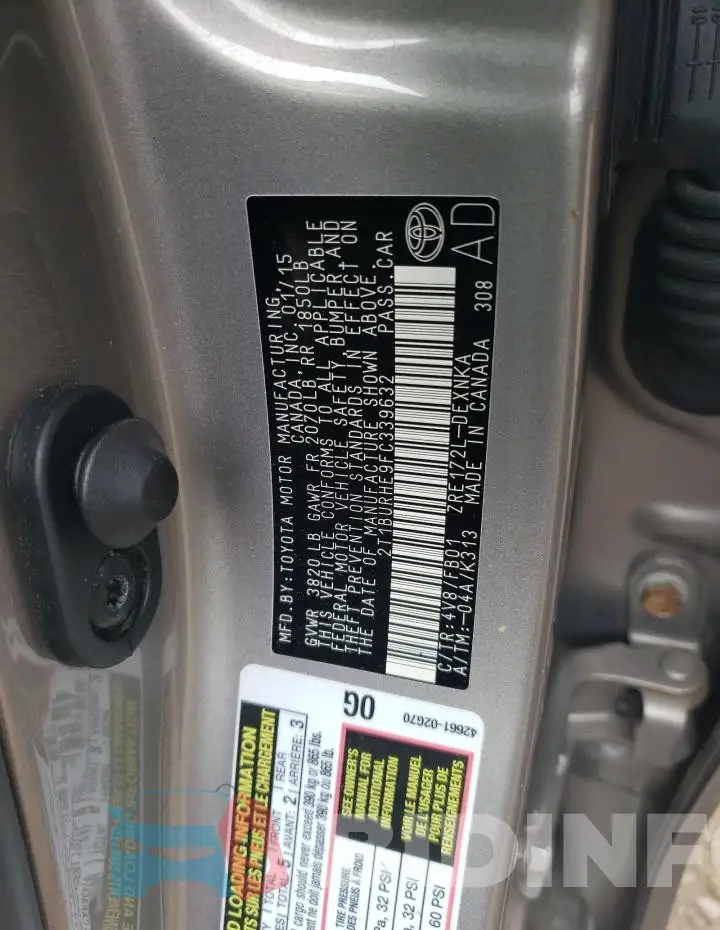 2T1BURHE9FC339632 Photo# 12