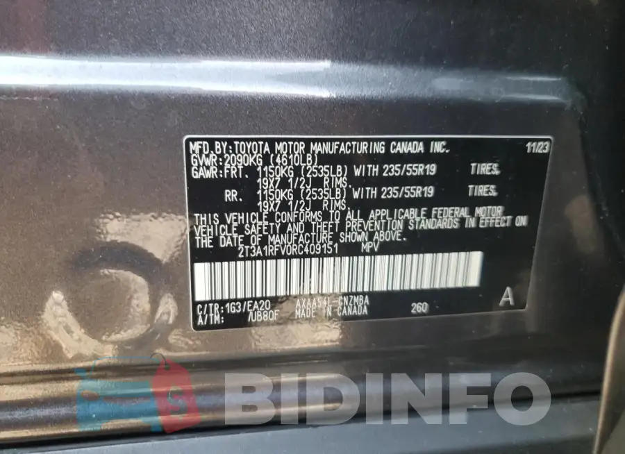 2T3A1RFV0RC409151 Photo# 12