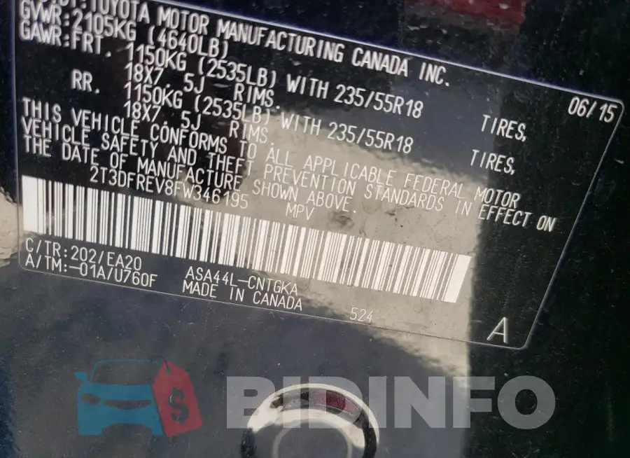 2T3DFREV8FW346195 Photo# 13