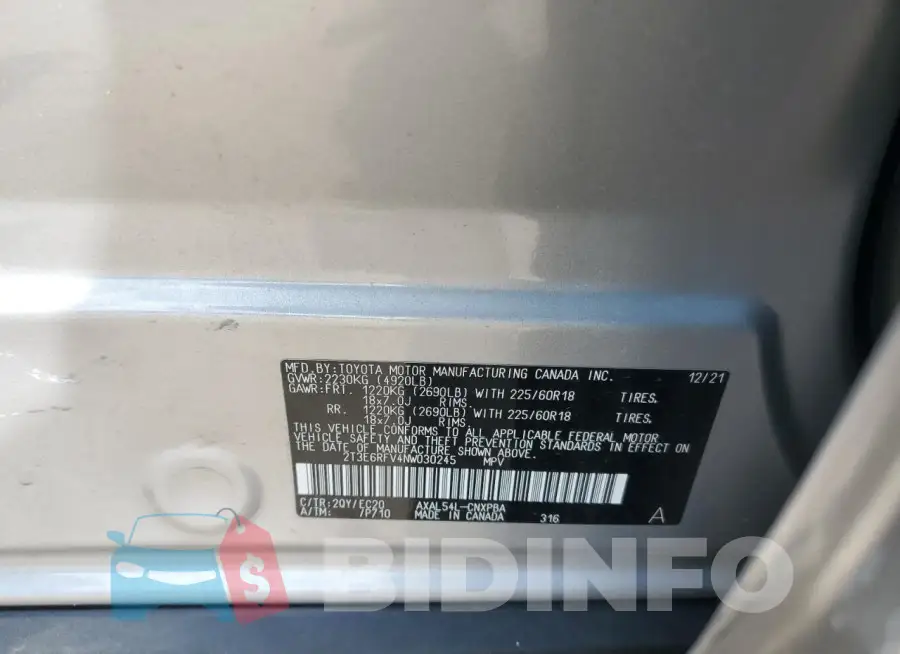 2T3E6RFV4NW030245 Photo# 13
