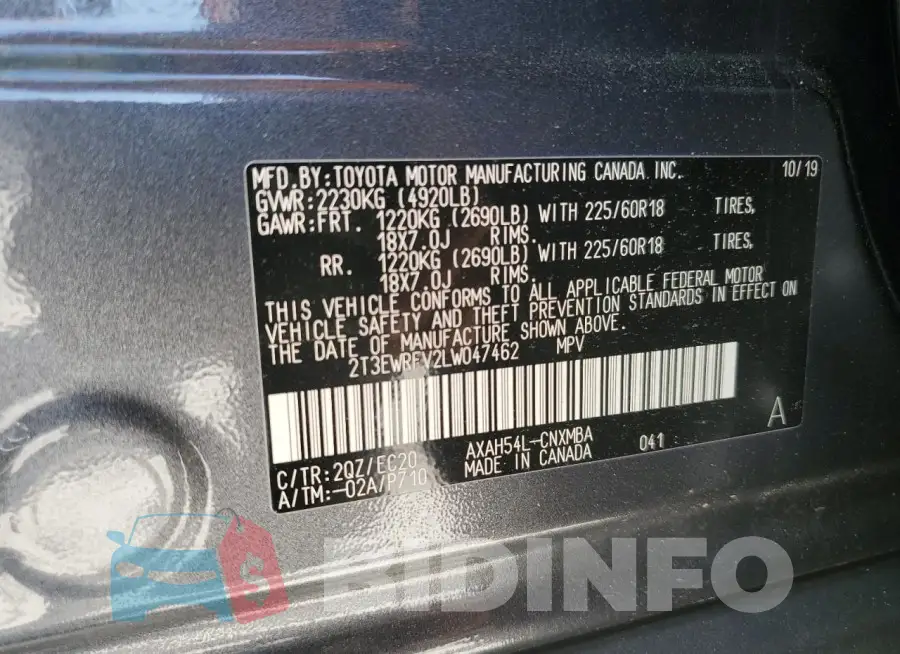 2T3EWRFV2LW047462 Photo# 14