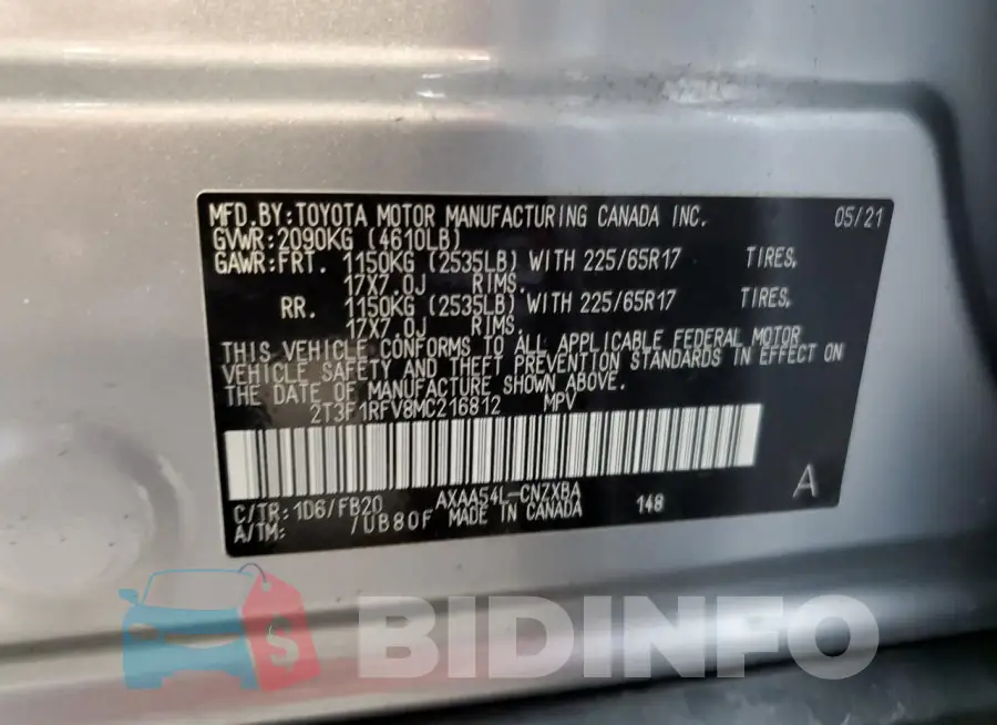 2T3F1RFV8MC216812 Photo# 14