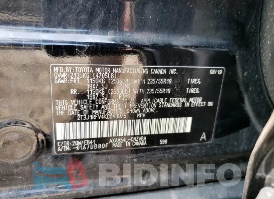 2T3J1RFV4KC043975 Photo# 13