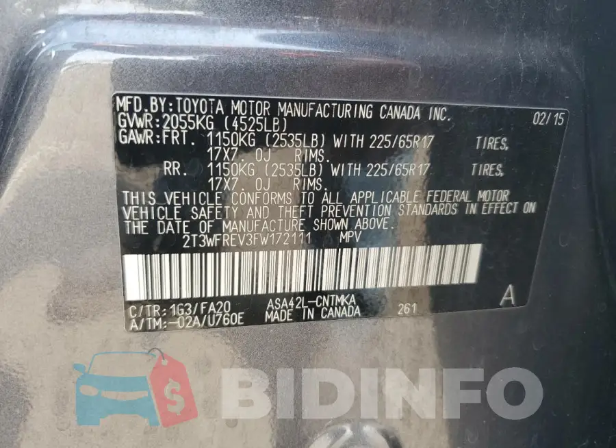 2T3WFREV3FW172111 Photo# 13