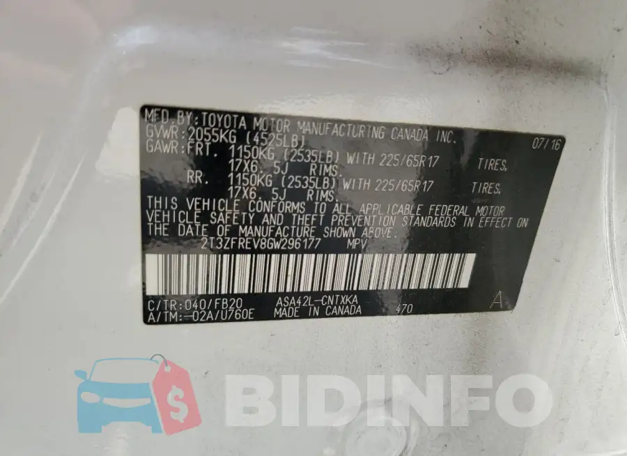 2T3ZFREV8GW296177 Photo# 13