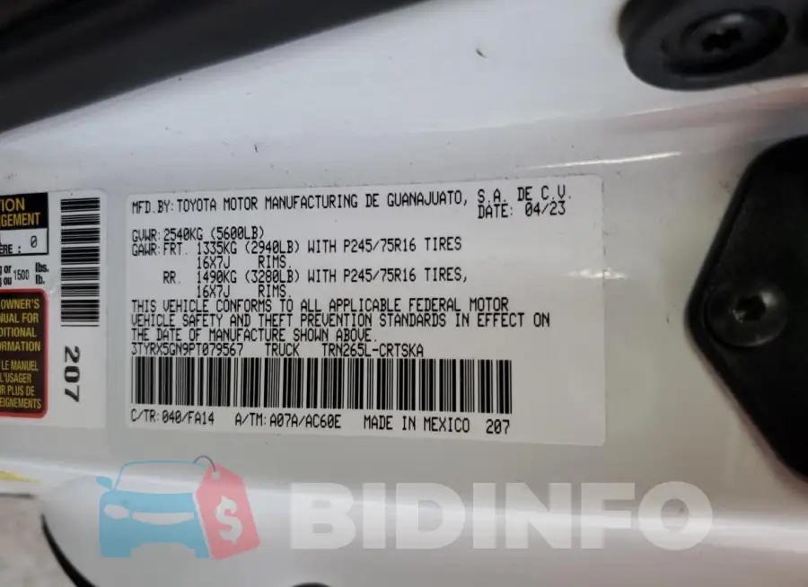 3TYRX5GN9PT079567 Photo# 12