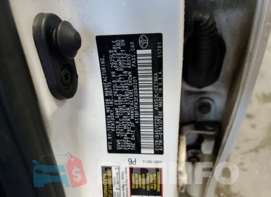 4T1BF1FK3FU090201 Photo# 13