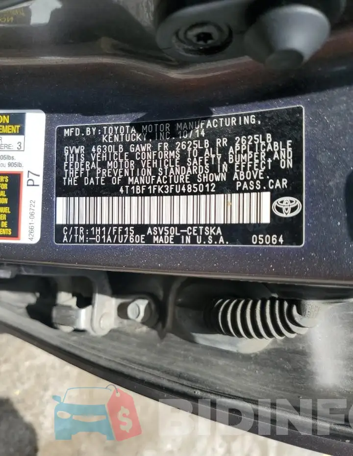 4T1BF1FK3FU485012 Photo# 12