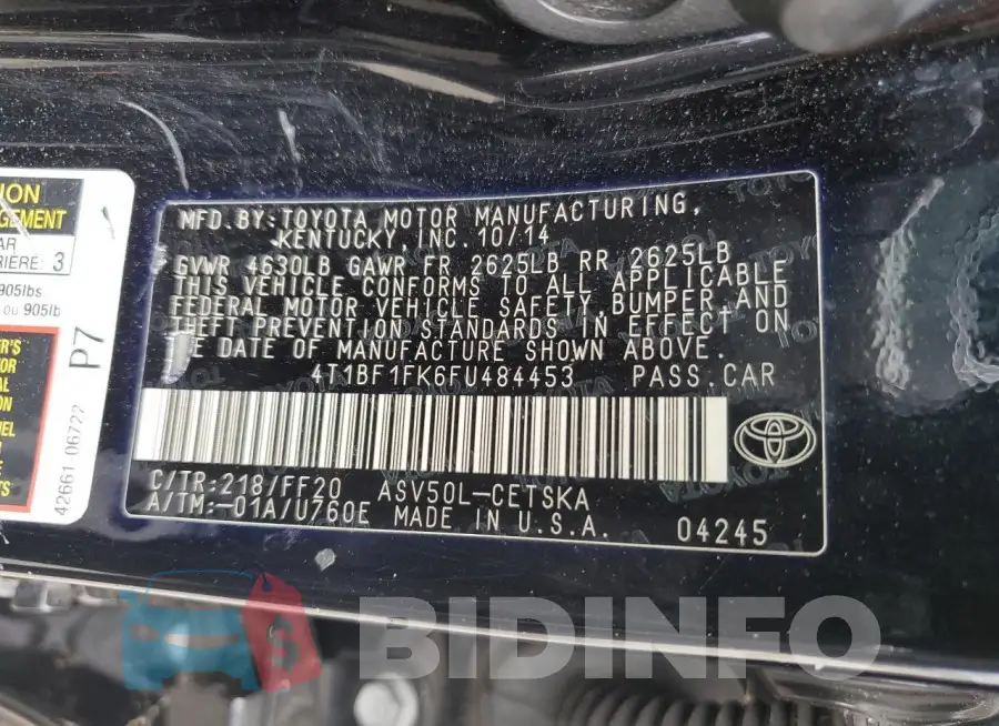 4T1BF1FK6FU484453 Photo# 12