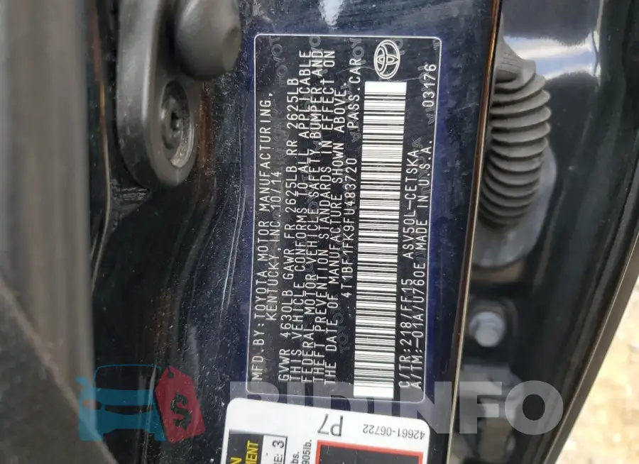 4T1BF1FK9FU483720 Photo# 12