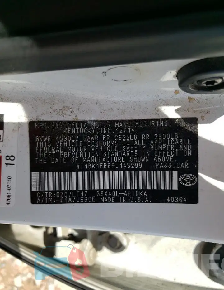 4T1BK1EB8FU145299 Photo# 12