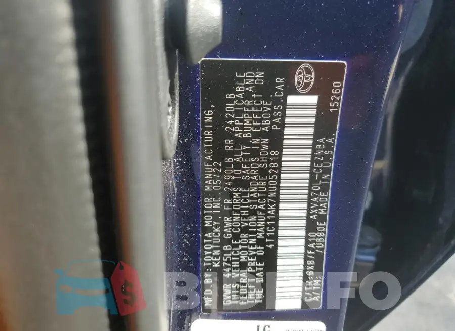 4T1C11AK7NU052818 Photo# 12